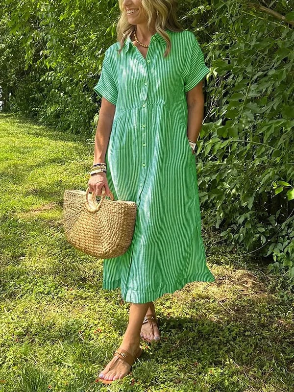 Malina – Striped Shirt Dress with Pockets