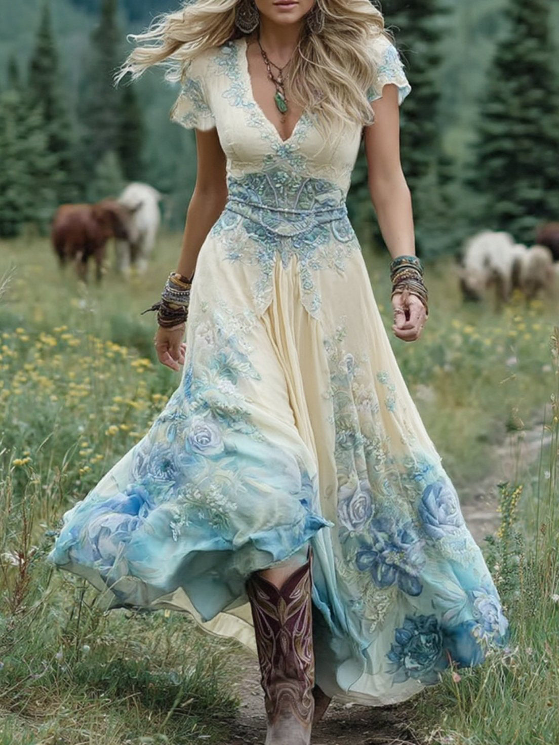 Cherryl - Floral Printed Maxi Dress