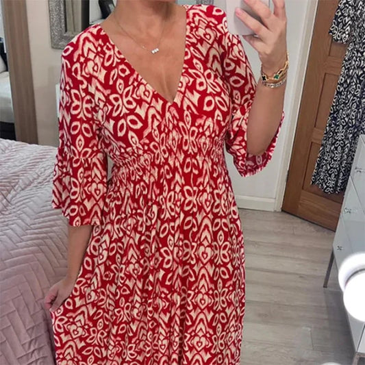 Dina – Flowy V-Neck Floral Dress