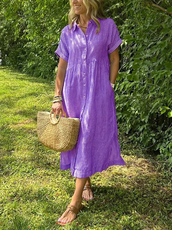 Malina – Striped Shirt Dress with Pockets
