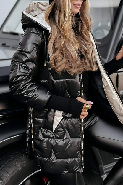 Sue – Elegant winter coat with hood and padding