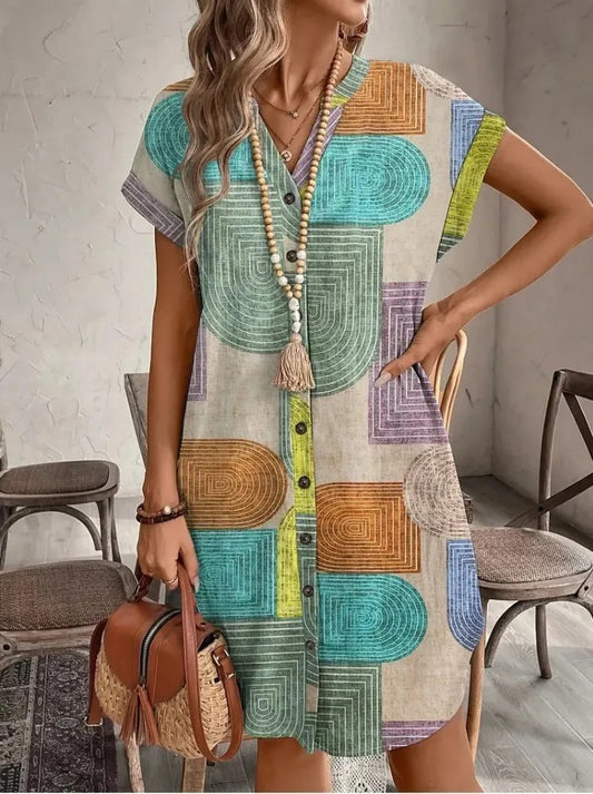 Julie – Artistic Button-Down Dress