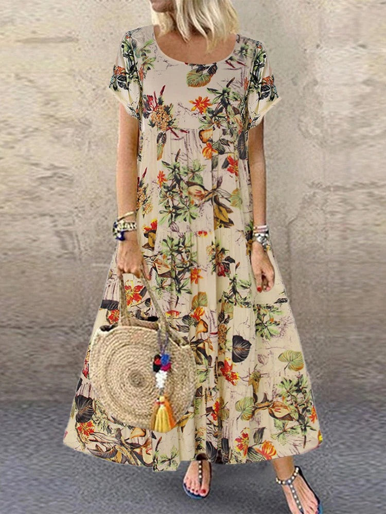 Lenora – Tropical Print Relaxed Maxi Dress