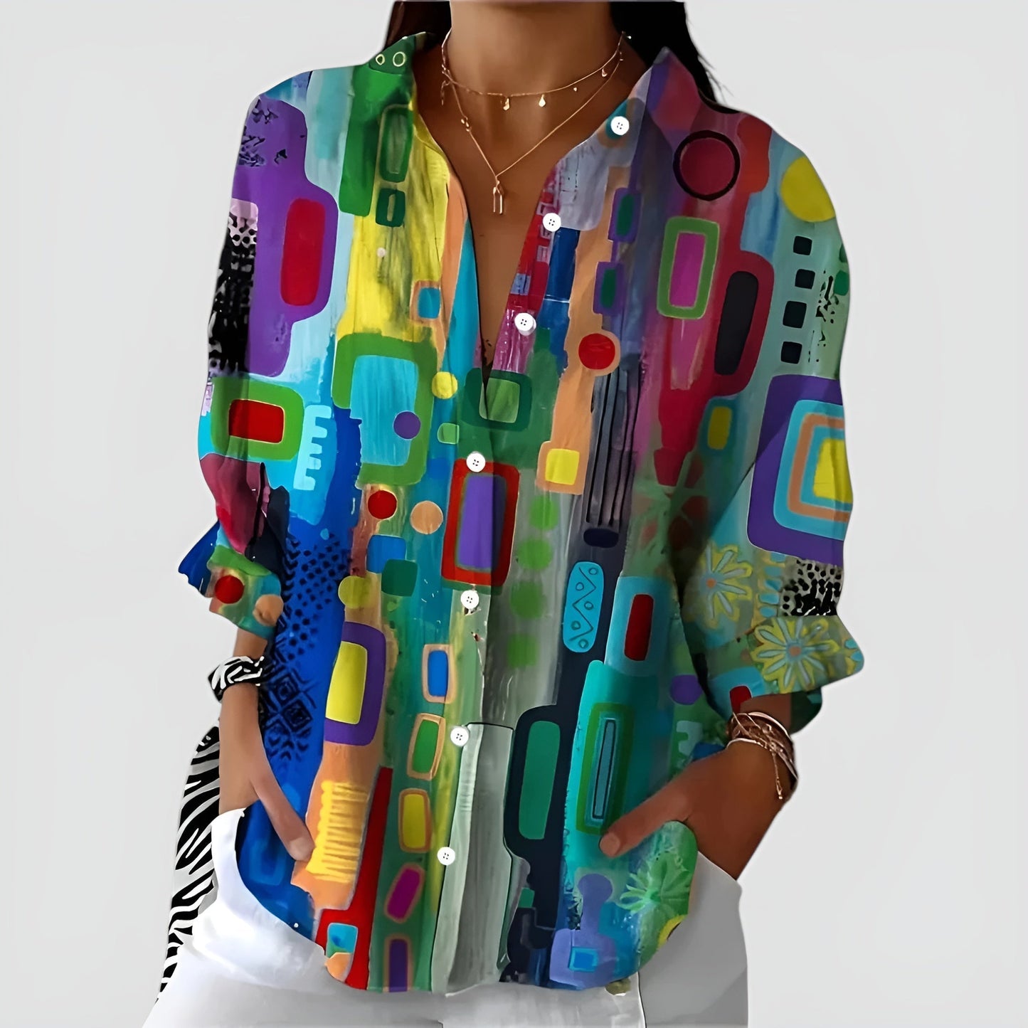 Noraya – Geometric Pattern Blouse