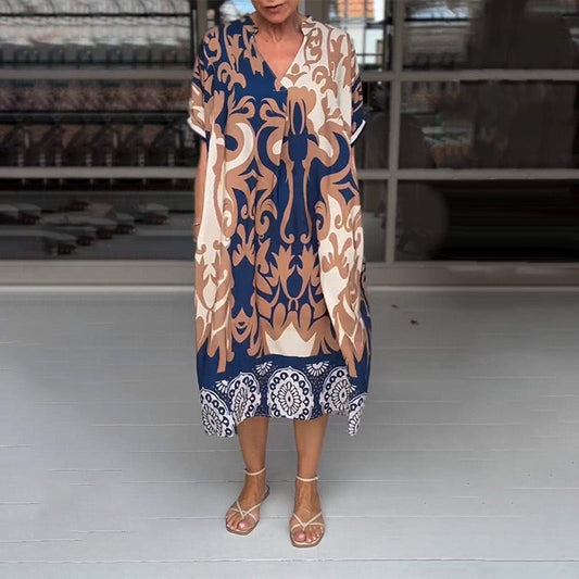 Marcia – Printed V-Neck Midi Dress