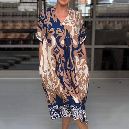 Marcia – Printed V-Neck Midi Dress