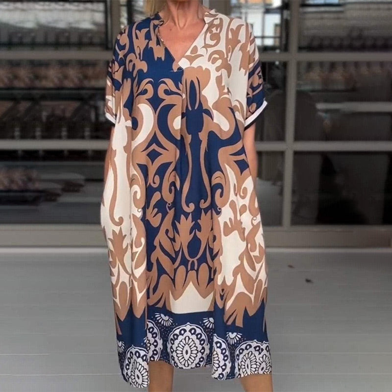 Marcia – Printed V-Neck Midi Dress