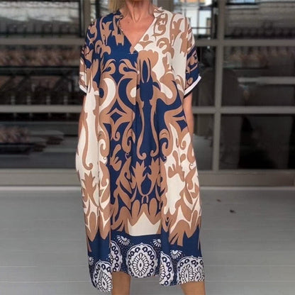 Marcia – Printed V-Neck Midi Dress