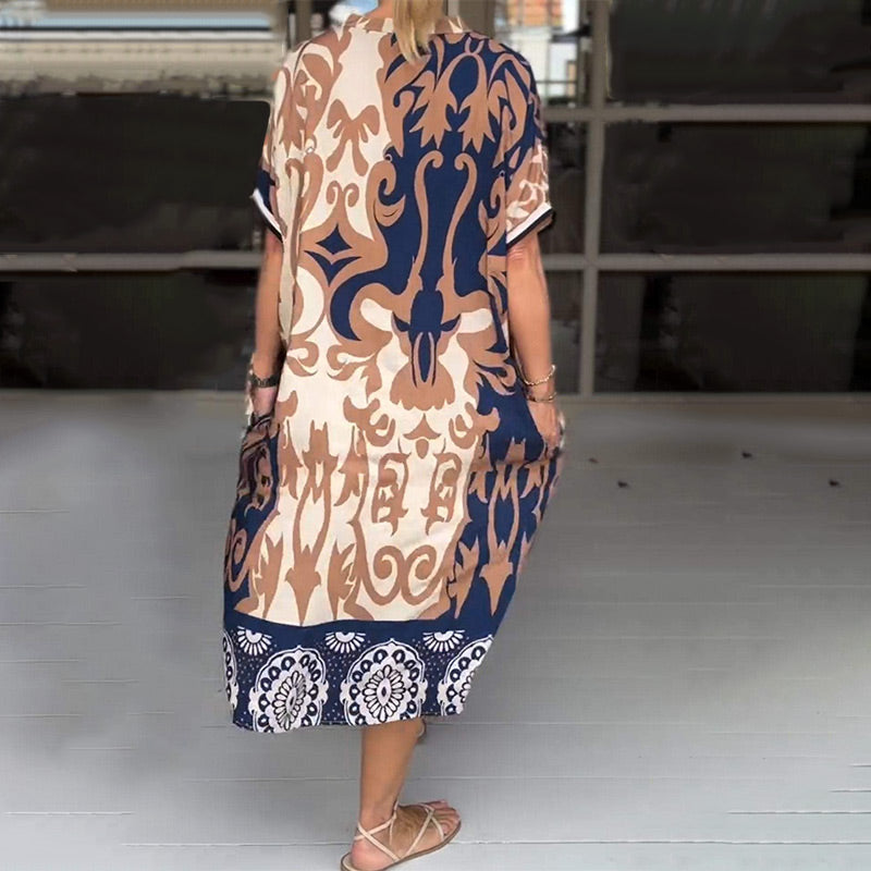 Marcia – Printed V-Neck Midi Dress