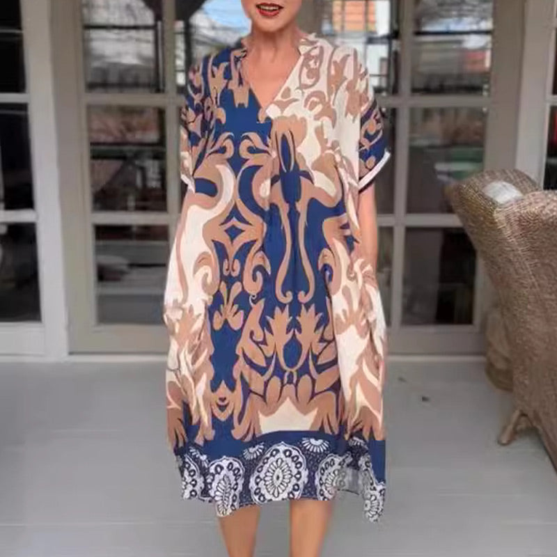 Marcia – Printed V-Neck Midi Dress