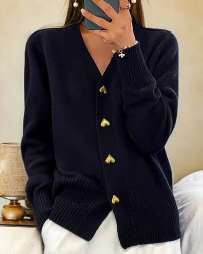 Every - Elegant Heart Button Cardigan