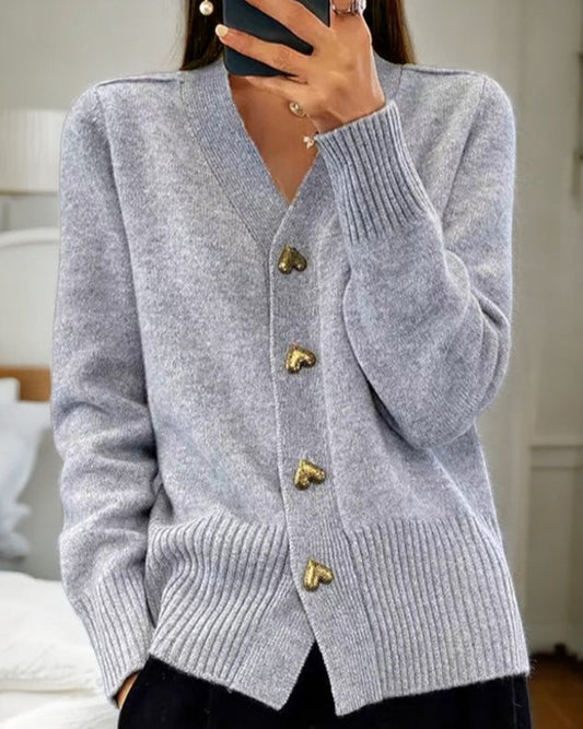 Every - Elegant Heart Button Cardigan