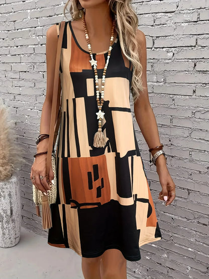 Teresa – Sleeveless Abstract Print Dress