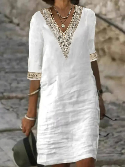 Lisette – Embroidered V-Neck Dress